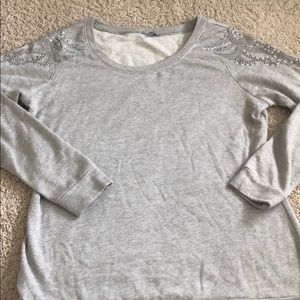 Gray long sleeve with embellishment on shoulders